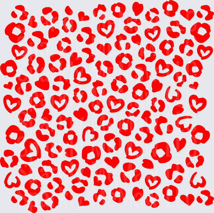 Red Heart Leopard Print Pattern 10x10 inch sheet