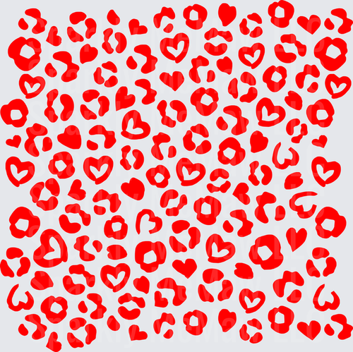 Red Heart Leopard Print Pattern 10x10 inch sheet