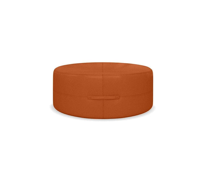 Round Ottoman For Home Furniture Upholstery Pu Leatherette, Comfortable Seating Multi-Functional for Living Room - Brown