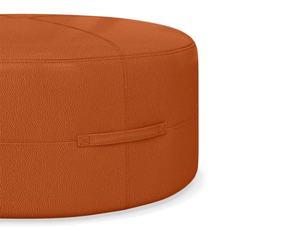 Round Ottoman For Home Furniture Upholstery Pu Leatherette, Comfortable Seating Multi-Functional for Living Room - Brown