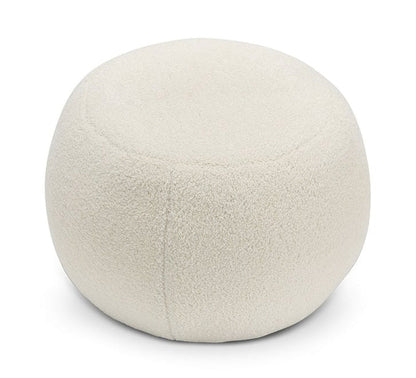 Round Ottoman – Soft Bouclé Fabric, Plush Padding, Solid Wood Base – Cozy Footrest, Living Space