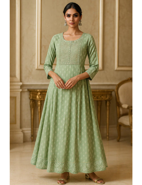 Sage Green Anarkali