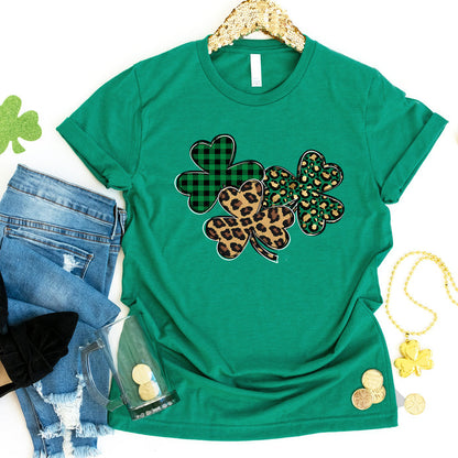Shamrocks Plaid and Leopard T-Shirt