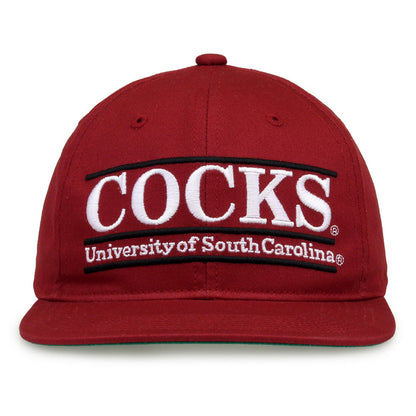 South Carolina Retro Bar snapback hat in red, front view