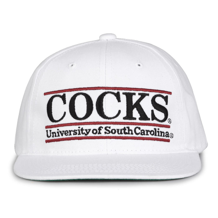 South Carolina Retro Bar snapback hat in white, front view