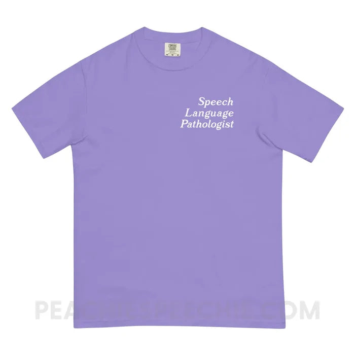 Speech Language Fluency Voice Flowers Comfort Colors Tee - Violet / S - peachiespeechie.com