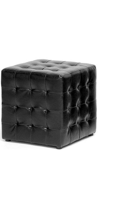 Stylish Black Tufted Faux Leather Ottoman Pouffe - Versatile Square Footrest & Extra Seating for Home