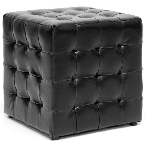 Stylish Black Tufted Faux Leather Ottoman Pouffe - Versatile Square Footrest & Extra Seating for Home