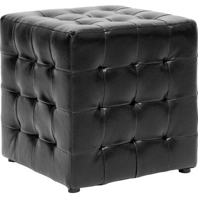 Stylish Black Tufted Faux Leather Ottoman Pouffe - Versatile Square Footrest & Extra Seating for Home