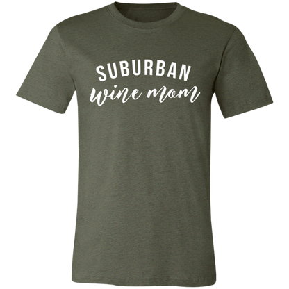 Suburban Wine Mom graphic t-shirt in Heather Military Green