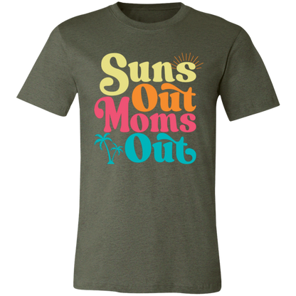 Suns Out Moms Out graphic t-shirt in Heather Military Green
