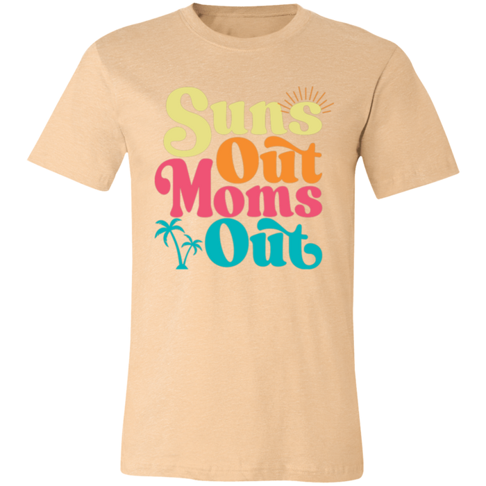 Suns Out Moms Out graphic t-shirt in Heather Sand Dune