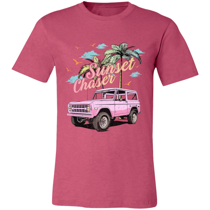 Sunset Chaser Miami graphic t-shirt in Heather Raspberry