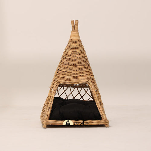 Tepee Rattan Dog Bed, Stylish Pet Bed - The Attic Dubai