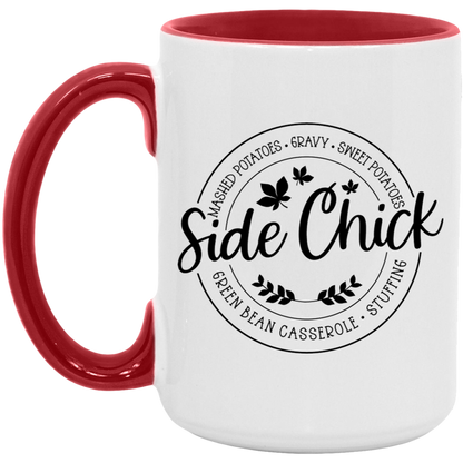 Thanksgiving Holiday Side Chick ceramic coffee mug in White/Red