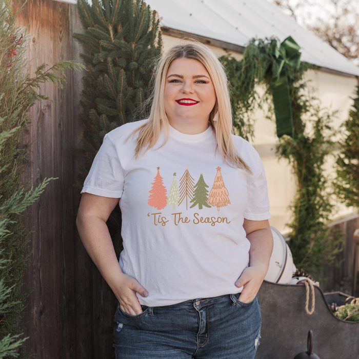 'Tis The Season Pastel Christmas Trees graphic t-shirt