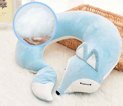 Gadget Gerbil Blue Fox Shaped Travel Neck Pillow