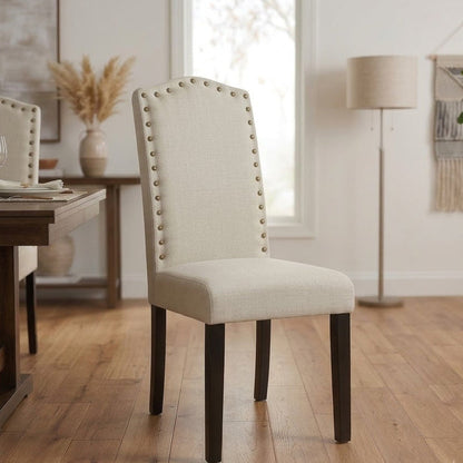 Upholstered Dining Chair with Nailhead Trim - Elegant Home Kitchen & Dining Room Furniture
