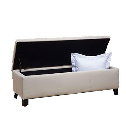 Fully Cushioned Fabric Ottoman with Storage -