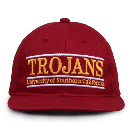 USC Retro Bar snapback hat in cardinal red, front view