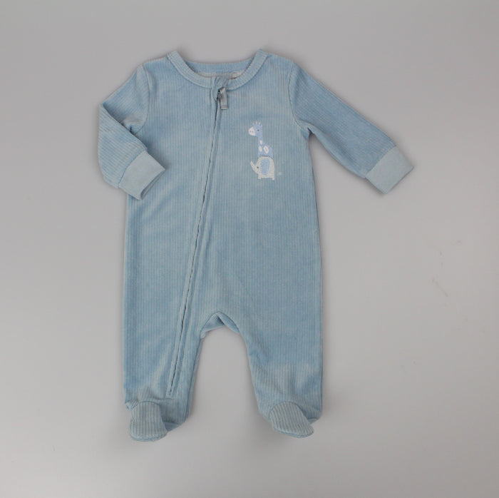 Velour All in One Sleepsuit - Blue/Jungle (0-6M) (PK6) H13515