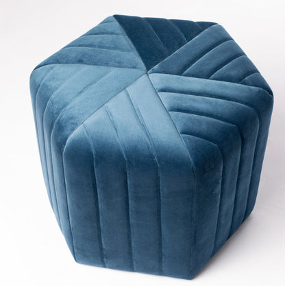 Velvet Round Ottoman with Channel Tufting - Plush Footrest & Seat for Living Room, Bedroom