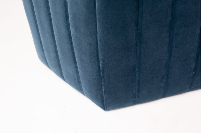 Velvet Round Ottoman with Channel Tufting - Plush Footrest & Seat for Living Room, Bedroom