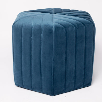 Velvet Round Ottoman with Channel Tufting - Plush Footrest & Seat for Living Room, Bedroom