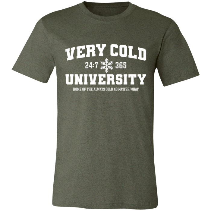 Very Cold University graphic t-shirt in Heather Military Green