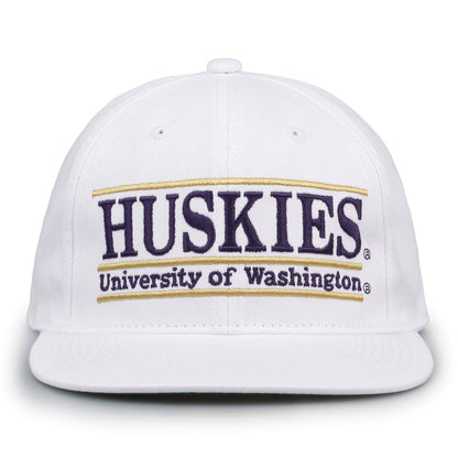 Washington Retro Bar snapback hat in white, front view