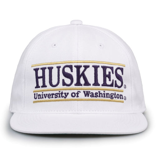 Washington Retro Bar snapback hat in white, front view