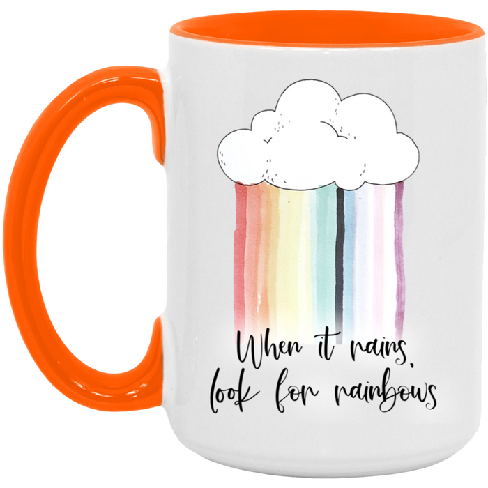 When It Rains Look For Rainbows ceramic coffee mug, product photo 2