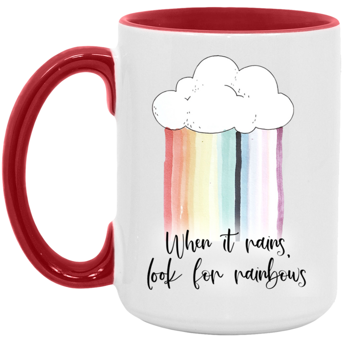 When It Rains Look For Rainbows ceramic coffee mug, product photo 3