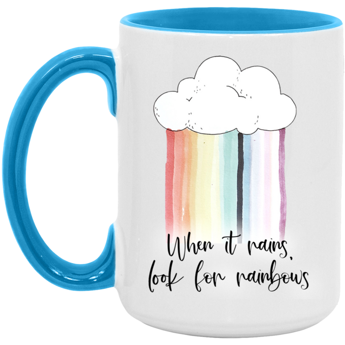 When It Rains Look For Rainbows ceramic coffee mug, product photo 4