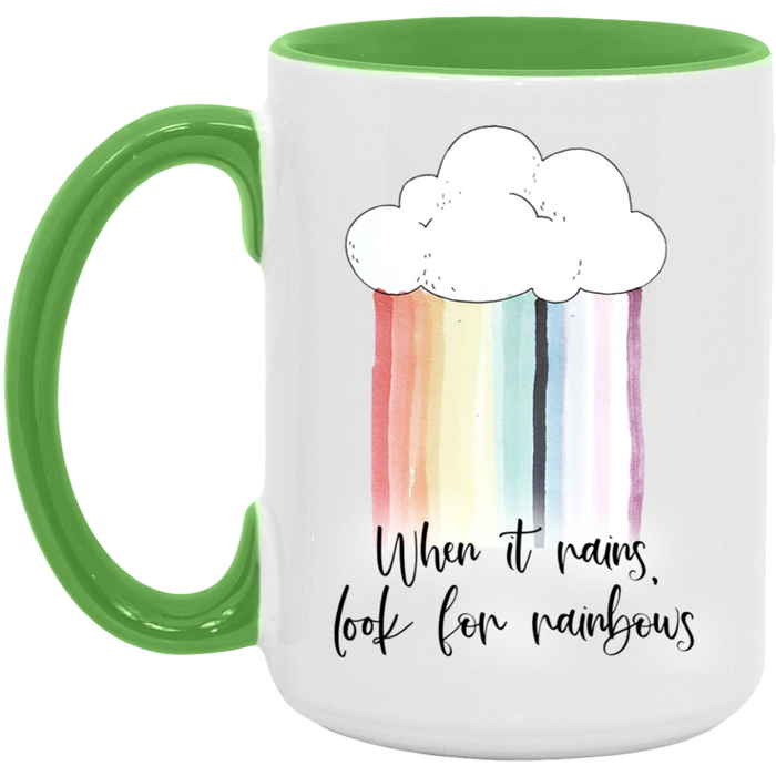 When It Rains Look For Rainbows ceramic coffee mug, product photo 5