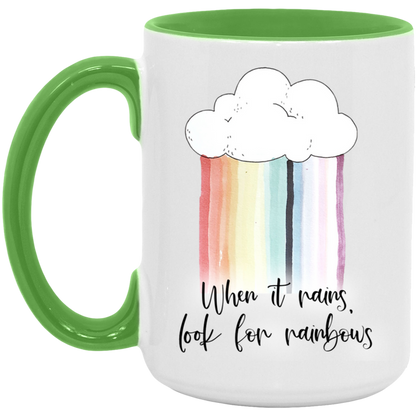When It Rains Look For Rainbows ceramic coffee mug, product photo 5