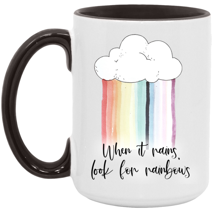 When It Rains Look For Rainbows ceramic coffee mug, product photo 6