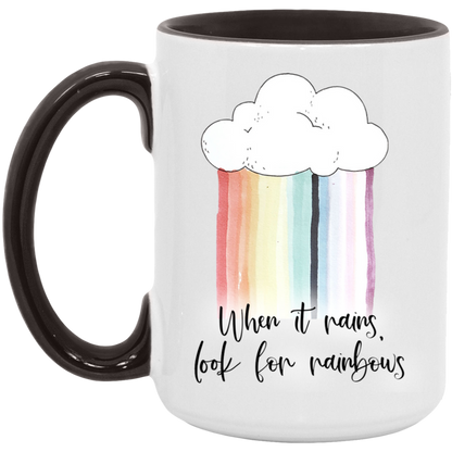 When It Rains Look For Rainbows ceramic coffee mug, product photo 6