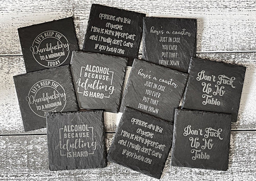 Wholesale | 5 pcs | Slate Snarky Sweary Fun Bar Coasters