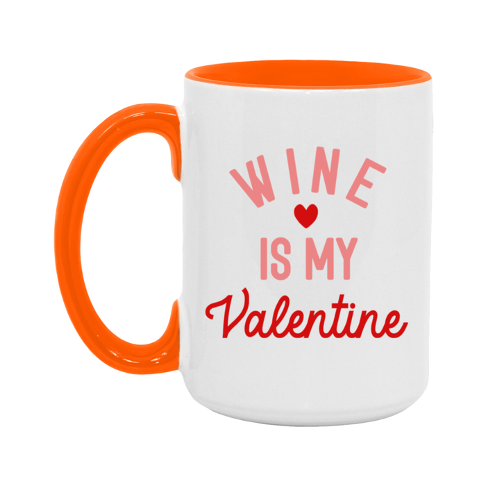Wine is my Valentine ceramic coffee mug, product photo 2
