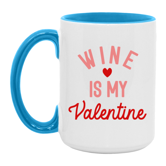 Wine is my Valentine ceramic coffee mug, product photo 3