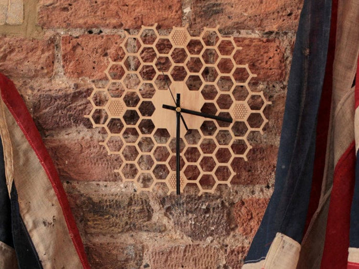 Gadget Gerbil Wooden Honeycomb Shaped Wall Clock