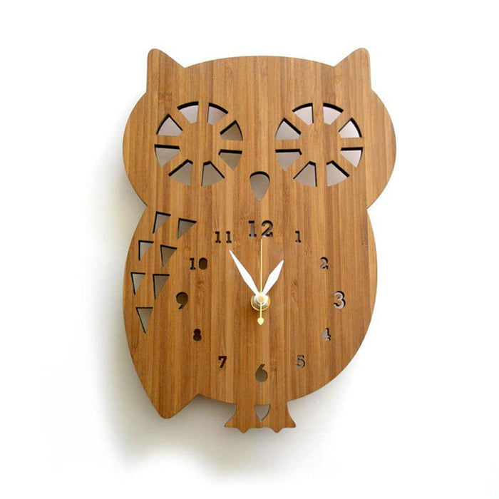 Gadget Gerbil Wooden Owl Wall Clock