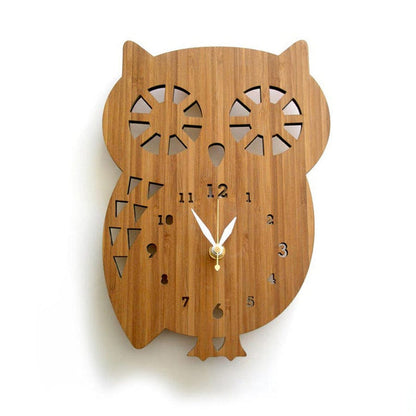 Gadget Gerbil Wooden Owl Wall Clock