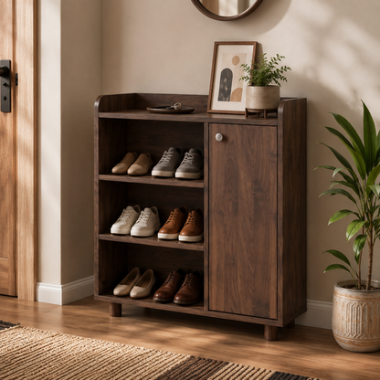 Wooden Shoes Storage Cabinet with Premium Design, Compact Cabinet with Smart Space Utilization