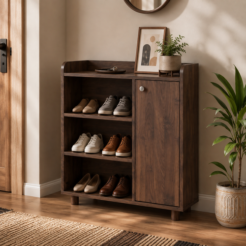 Wooden Shoes Storage Cabinet with Premium Design, Compact Cabinet with Smart Space Utilization