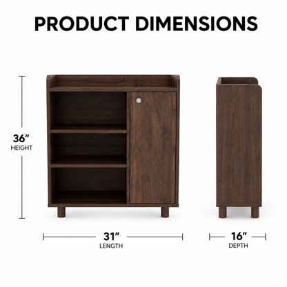 Wooden Shoes Storage Cabinet with Premium Design, Compact Cabinet with Smart Space Utilization