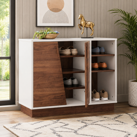Wooden Shoes Storage Cabinet with Premium Shelves, Compact Minimalist with Top Build Quality