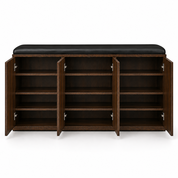 Wooden Storage Cabinet with Multi-Purpose Shoe Storage, Silent-Close Doors for Modern Homes