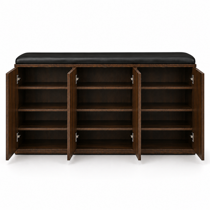 Wooden Storage Cabinet with Multi-Purpose Shoe Storage, Silent-Close Doors for Modern Homes